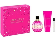JIMMY CHOO ROSE PASSION for Women 3 pc GIFT SET 3.3 oz EDP Spray + Mini + LOTION