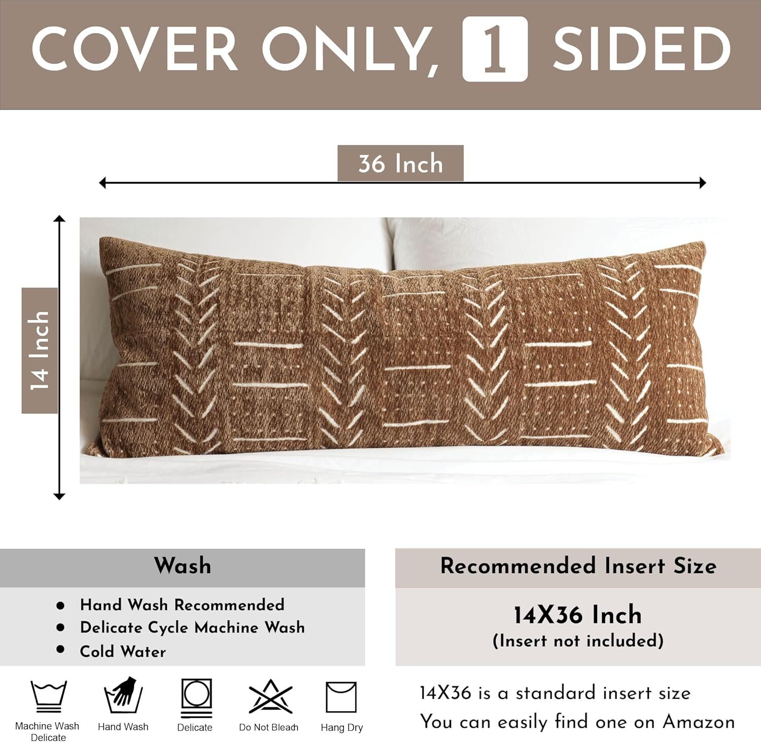 14x36 Oblong Throw Pillow Brown - Hearth & Hand With Magnolia New
