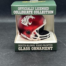 WSU Football Helmet Glass Christmas Ornament