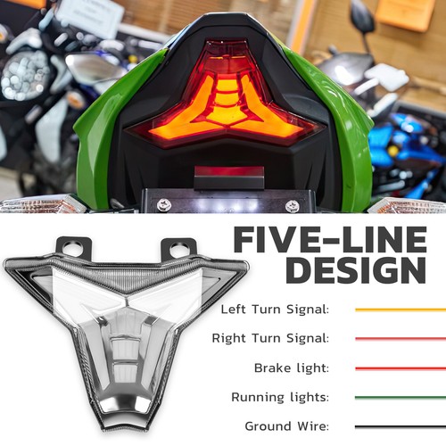 For Kawasaki Ninja ZX6R 2019-23 Integrated LED Rear Tail Light Brake Turn Signal - Foto 7 di 18