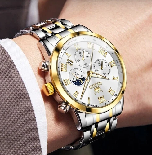 OLEVS Wasserdichte Leuchtende Quarzuhr Herren Business Luxus Armbanduhr Geschenk - Bild 11 von 16