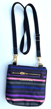 Sonia Rykiel Paris Crossbody Bag Striped (black, Blue, Grey, Purple Nylon 8x8 In
