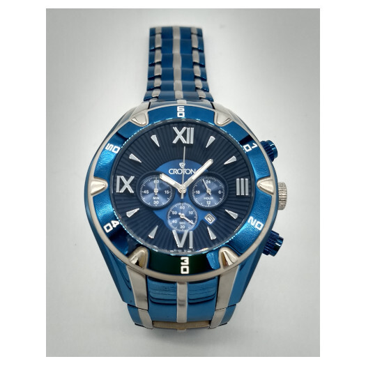 Unisex Croton Chronomaster Watch Blue Leather Band Men main image 4