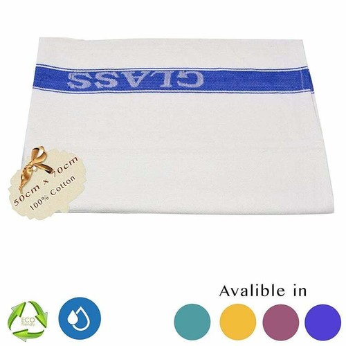 Pack of 10 Cotton Rich Glass Cloth / Tea Towels Catering Restaurant