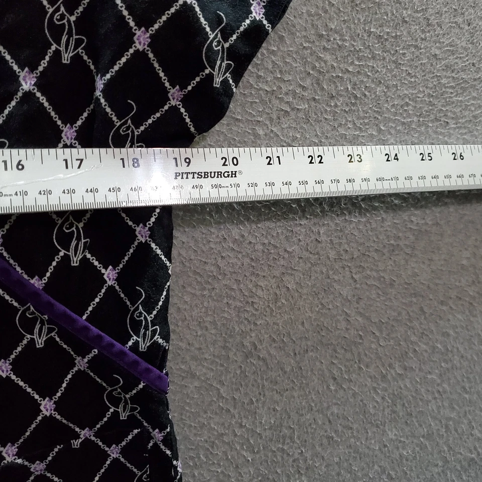 Baby Phat Women Scrub Top Small Black Diamond Logo Allover Faux Wrap V Neck - Image 4 of 4