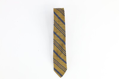 Vtg 50s 60s Rockabilly Distressed Striped Silk Prep School Skinny Neck Tie USA