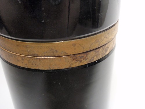 Cilindro de tocador de vidrio negro vintage con bisagras caja ataúd *tal cual* - Imagen 4 de 7