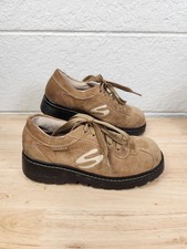 Vtg Skechers Suede Platform Chunky Sole 90s Y2K Shoes Sneakers Brown Sz 6
