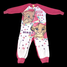 Disney Pajamas Girls Size 5 Lion King Simba Nala Vintage 90 s Fleece Pink White