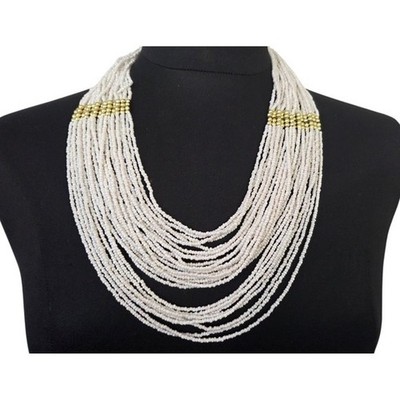 Vintage Multistrand Seed Bead Boho Southwestern Necklace Gold Beaded Native
