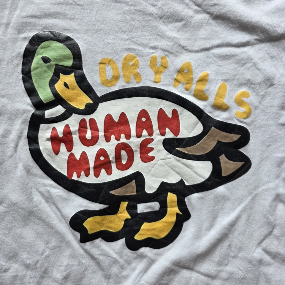 Human Made Dry Alls Duck Logo T-Shirt White Graphic Streetwear Sz L Japan Style  - Image 3 of 4