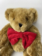 Authentic 16  Vermont Teddy Bear with  Born in Vermont  Stamped Eyes  Red Bow
