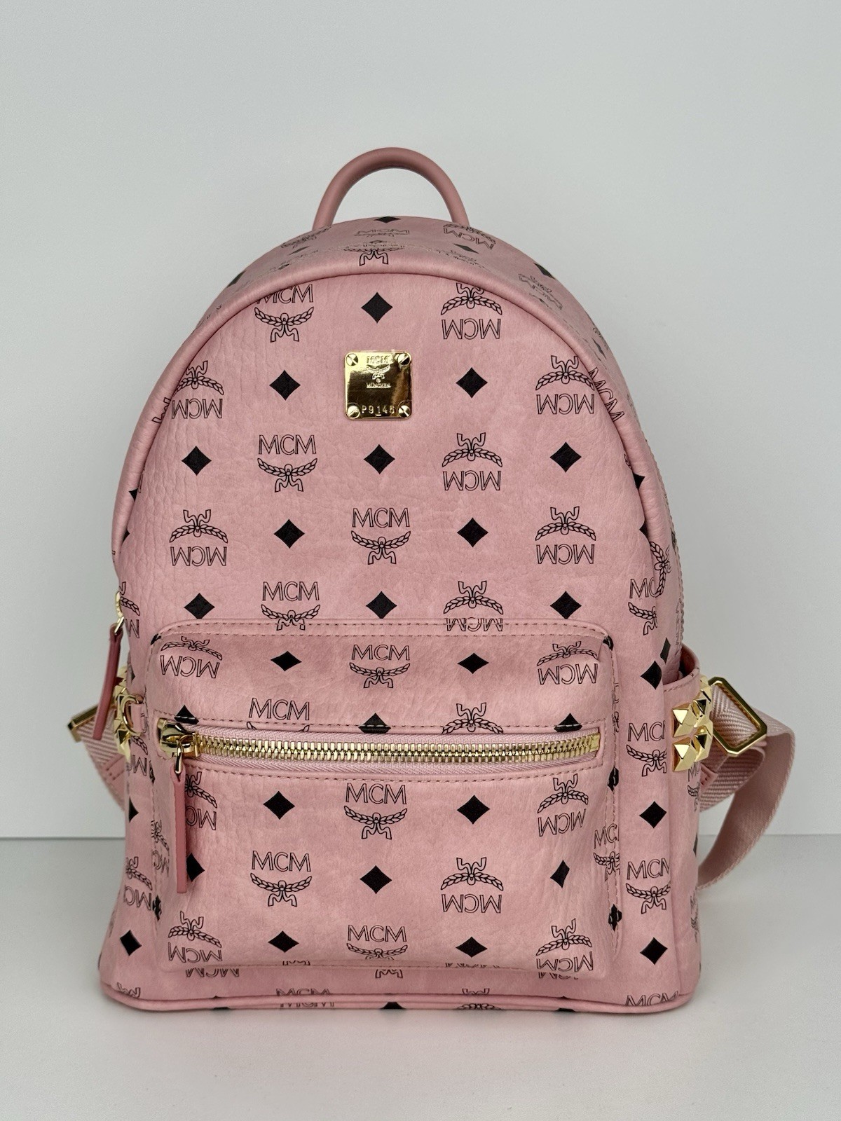 MCM Stark Side Stud Small Backpack Pink Visetos M… - image 2
