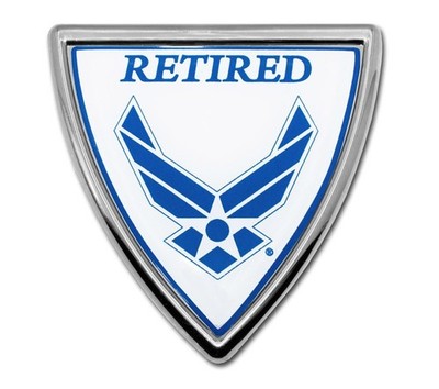 U.S. Air Force Retired Shield Chrome All Metal Auto Emblem (Licensed Product)