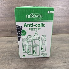 Dr. Brown's Natural Flow Anti-Colic Narrow Glass Baby Bottle 8 oz 4PK 