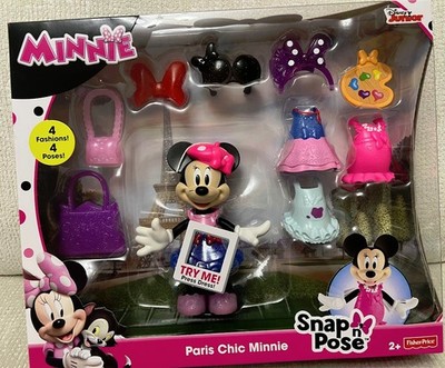 Minnie Mouse Paris Chic Snap N Pose Figure Toy Disney Jr Fisher Price NIB