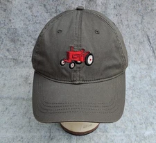 Red Tractor Embroidered on Gray Ballcap Adjustable Hat Strapback 'Open Road' Cap