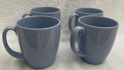 vintage Corelle Coordinates Stoneware Medium Blue 4'' Coffee Cups Mugs Lot of 4