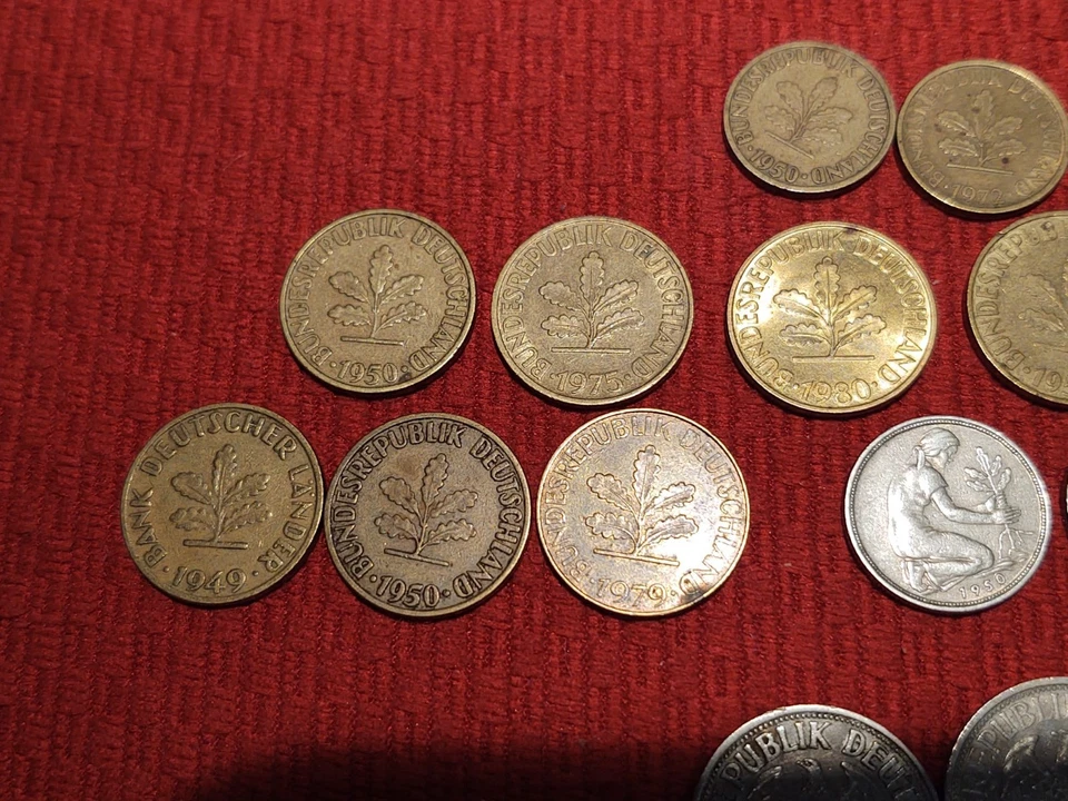 20 德国混合日期德国马克、5 件 Pfennig 和 10 件 Pfennig 和 50 件 Pfennigs — 第 3/4 张图片