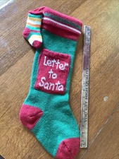 Vtg Wool Knit Christmas Stocking Letter to Santa Pocket 21” Long & Mini Stocking