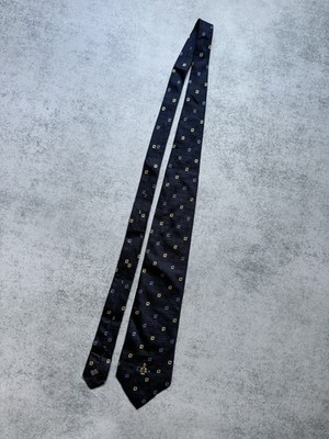 Vintage Vivienne Westwood Orb Embroidered Logo Pattern Silk Tie