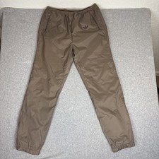 Vintage 80s Adidas Nylon Pants Mens Large Beige Terry Lined Windbreaker