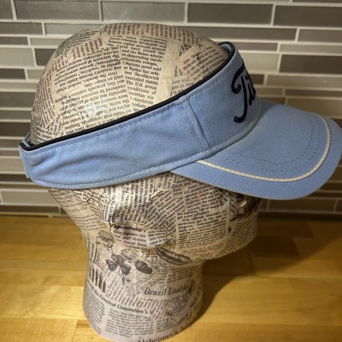 Titleist Embossed Embroidered Logo Blue Golf Sun Visor with Hook & Loop Strap - Picture 6 of 9