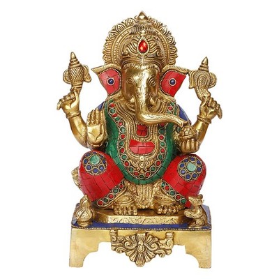 Handmade Brass Sitting Ganpati Ganesha Statue Idol Figurine