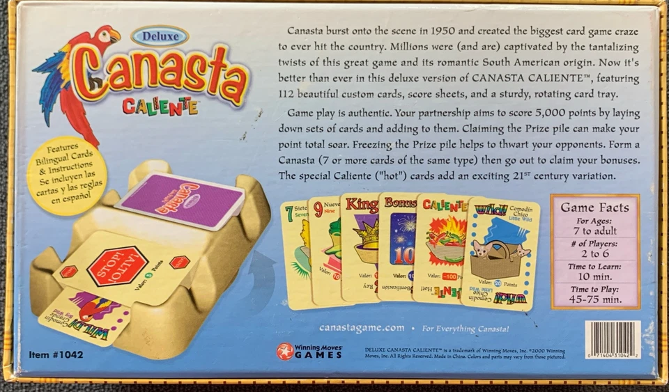 Juego de cartas Canasta Caliente-Rummy de lujo con bandeja giratoria para tarjetas juego completo de cartas. Foto 3 de 4