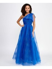 VIOLET WEEKEND Womens Blue Belted Tulle Sash Formal Dress Juniors 34