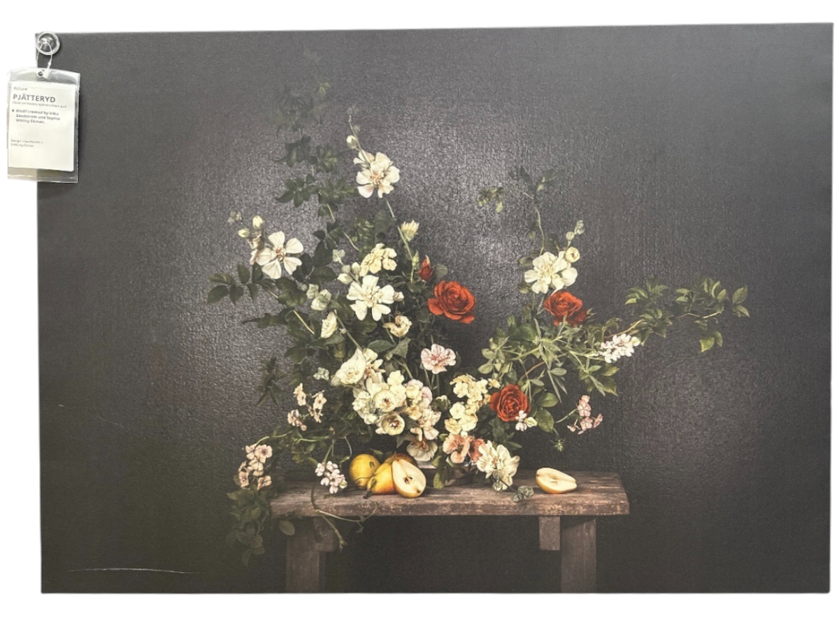 Brand New IKEA PJATTERYD Flowers-Against a Black Wall Picture
