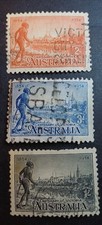 Australia KGV 1934 SG147/149 Perf 10 1/2 Used Set, 2d, 3d & 1/