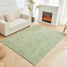 Ribbed Faux Fur Shum Rugs Non Slip Bed Livingroom Kitchen Carpet Hallway Runners