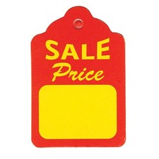 1000 Small Red Yellow Unstrung Boutique Sale Price Merchandise Tags - 1.75"...
