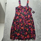 Ava & Viv Dress Plus 2X Button Front Midi Sleeveless Black Floral Sundress New