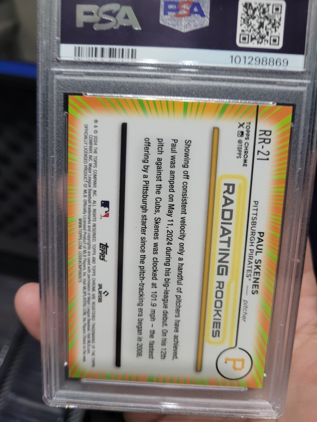 2024 TOPPS CHROME PAUL SKENES RADIATING ROOKIES RC PSA 9 PIRATES SP CASE HIT view 3