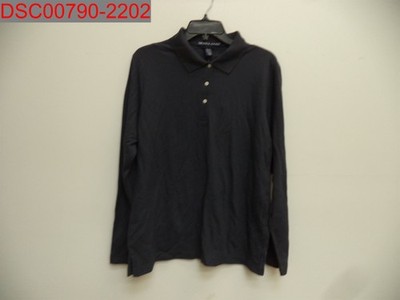 NWOT - Devon & Jones Women's Dark Grey Long Sleeve Pima Pique Polo, Size L
