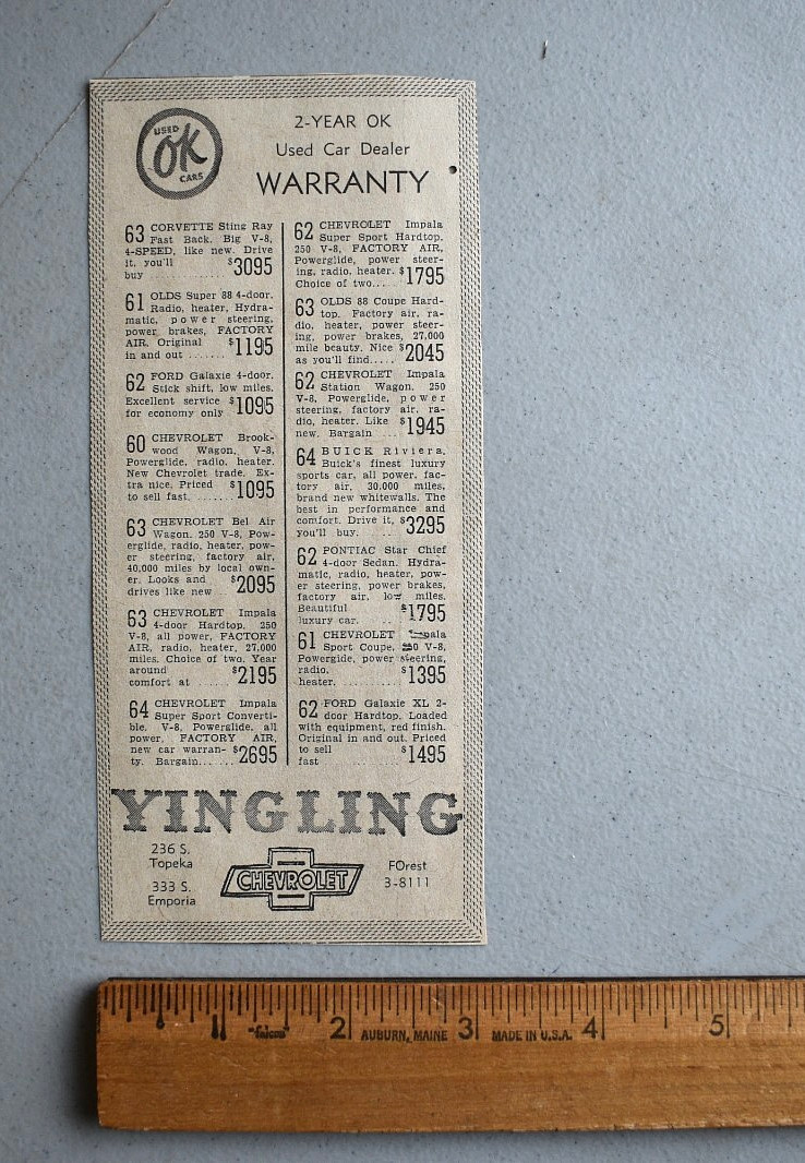 1963 Corvette Stingray Chevrolet Car Dealership 1965 Newspaper Clipping Print Ad