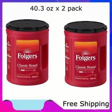 Folgers Classic Roast Ground Coffee, Medium Roast, 40.3 oz Canister, 2 pack
