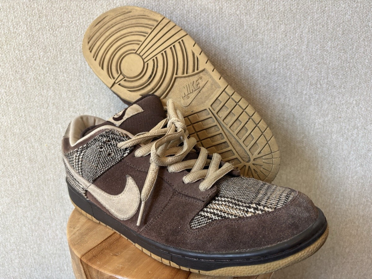 Nike SB Dunk Low Pro Tweed Brown Plaid 2004 304292 Rare Size 11.5