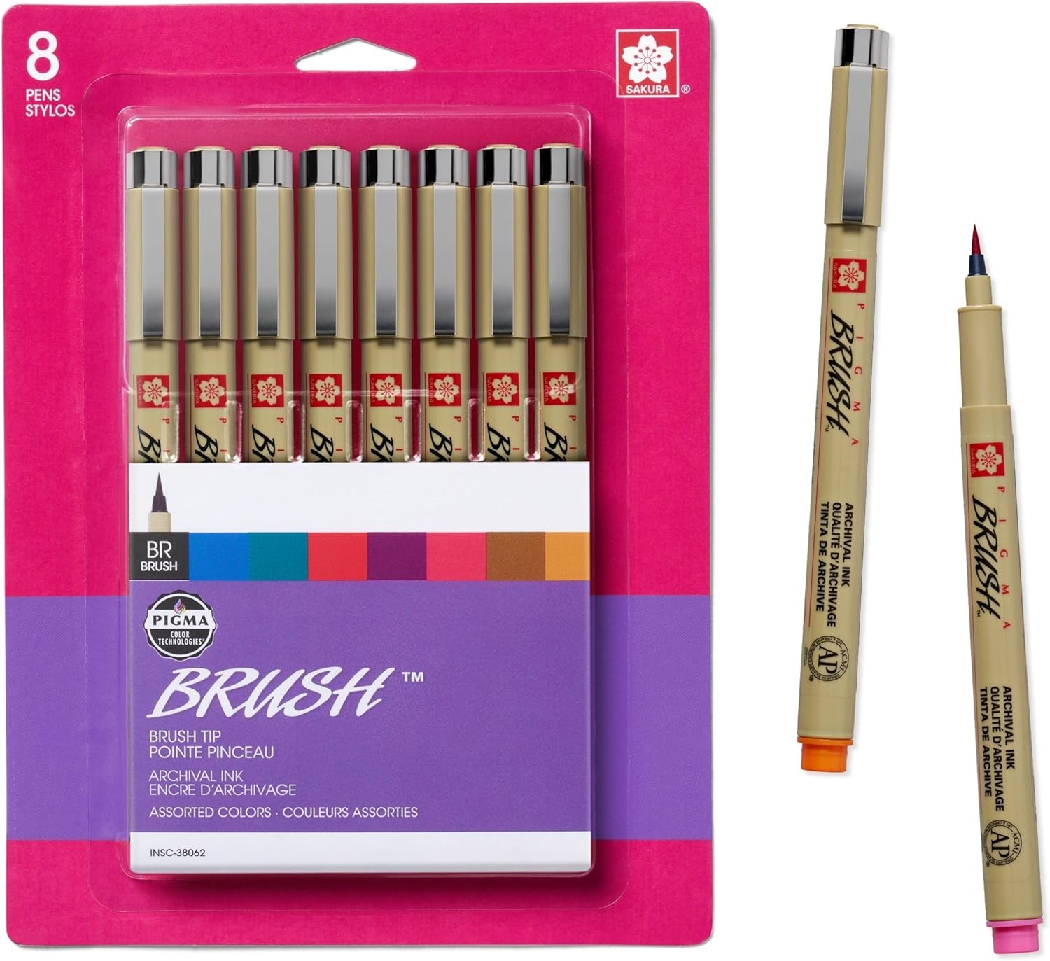 SAKURA Pigma Micron Brush Color Fineliners - NEW 8pk Assorte
