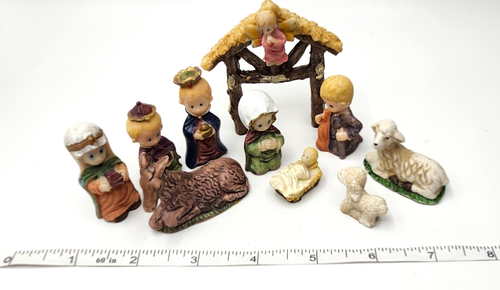 Belén miniatura vintage años 80 casa de Navidad 8 piezas más 2 extra - Imagen 2 de 3