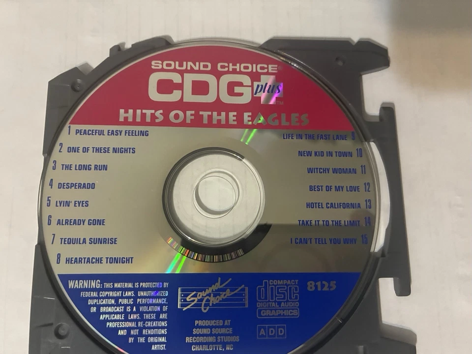 Sound Choice Karaoke CDG Vol 8125 Eagles 15 Songs RARE Pristine - Image 2 of 3
