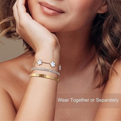 18K Gold Plated Women's Bracelet Set,3PCS,Perfect Mother's Day Gift for Mom,Wife
