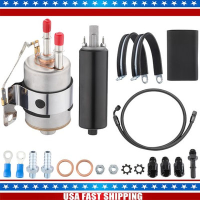 #ad #ad 255LPH 58PSI Inline For LS Swap High Pressure EFI Fuel Pump w Install Kit GSL392 $53.99