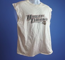 Harley Davidson VTG Graphic Tee White Double Sided Sleeveless Men  s XL