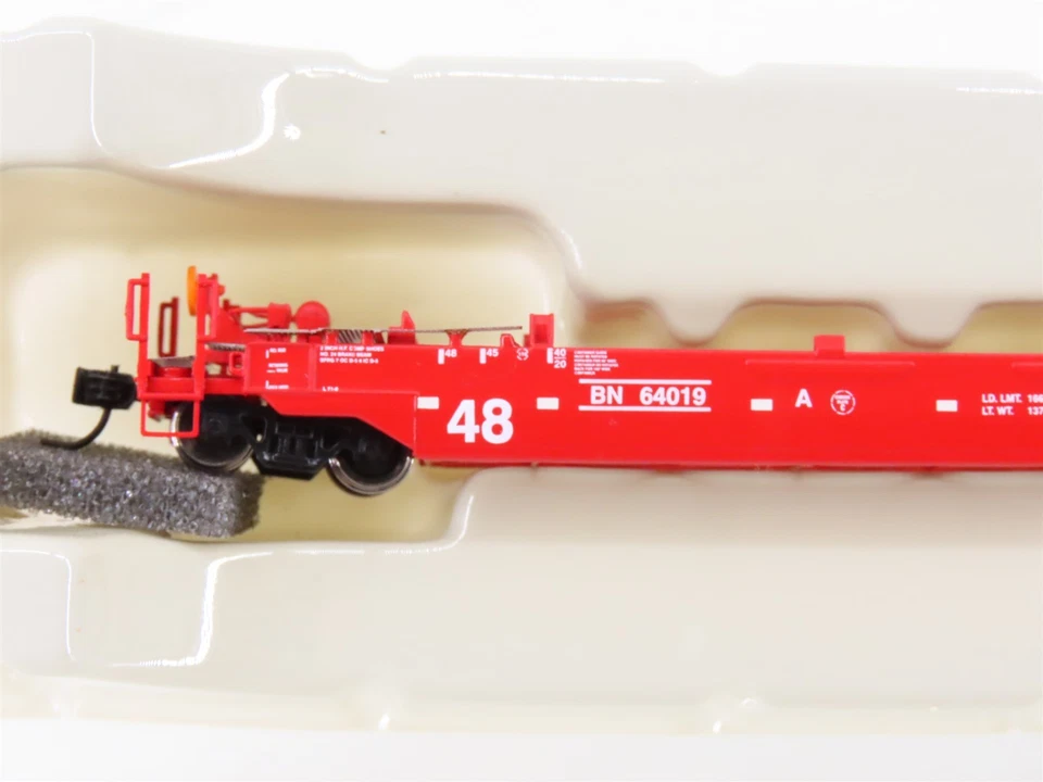 N Scale Athearn 17214 BN Railway 3-Unit Drawbarred Husky Stack Set - Image 2 of 4