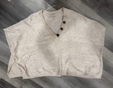 Loft Poncho Sweater Womens Medium/Large Beige Crew Neck Pullover Cozy