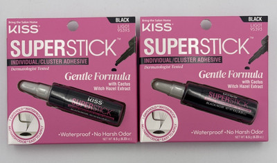 (2) KISS Super Stick Individual Lash Cluster Adhesive, Gentle Formula,  Black