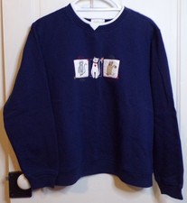 Vtg Studio Works Sweatshirt Embroidered Cats Size XL Y2K 90s Mom Grandma Core